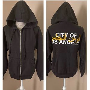 New unisex spirit jersey black city of Los Angeles zip up hooded sweatshirt Sz S